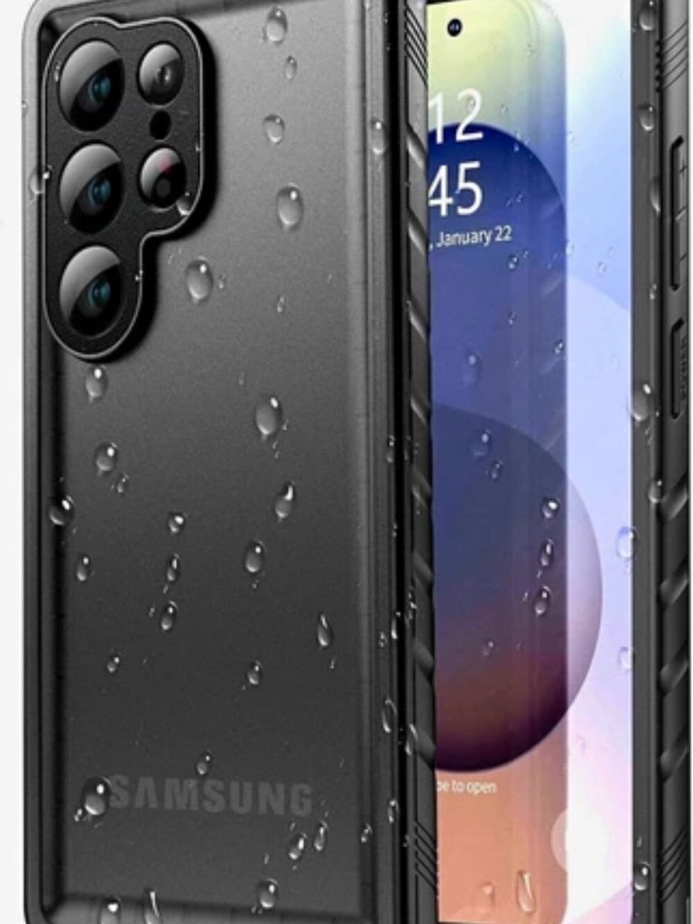 Waterproof Case for Samsung Galaxy S25 Ultra 6.9 in Black + Protector